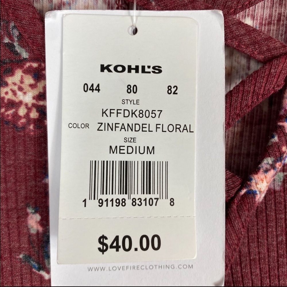 Love Fire Marron Floral V Neck Cold Shoulder Dress M EUC NWT - Picture 6 of 10